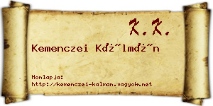 Kemenczei Kálmán névjegykártya